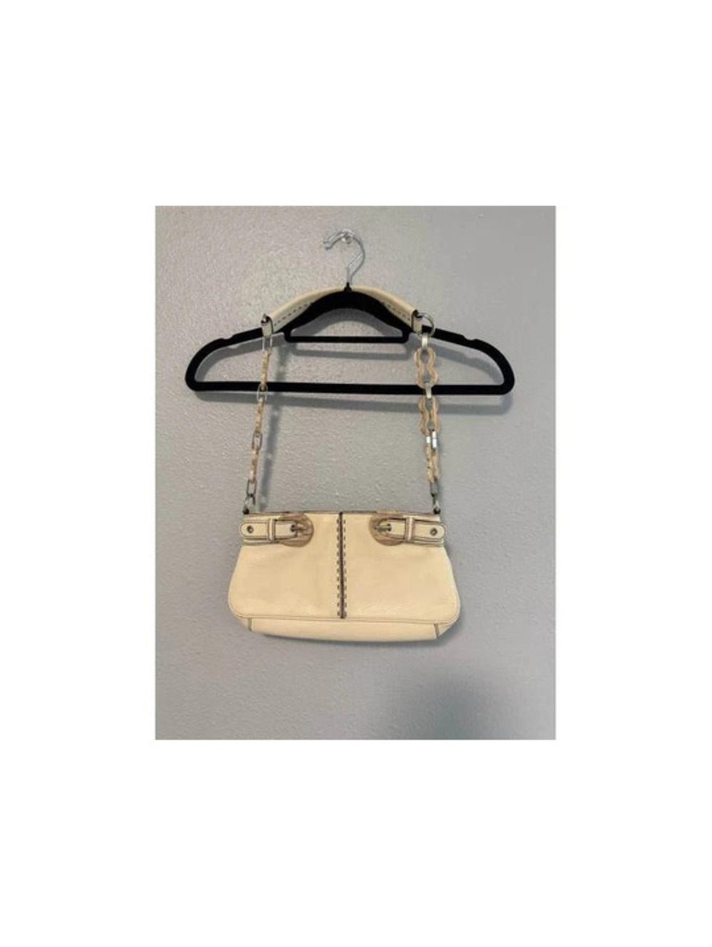 #6244  Cream Structured Shoulder Handbag